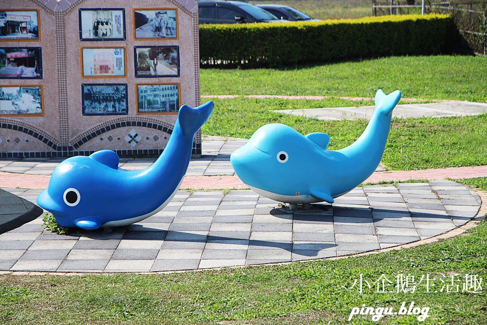 頂魚寮公園｜台中免費景點 3D海洋彩繪 鯨魚溜滑梯 彩虹椅 台中海線IG打卡點