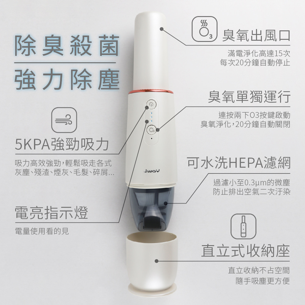 居家好物｜【JWAY】臭氧無線清淨機吸塵器 吸塵殺菌一次搞定