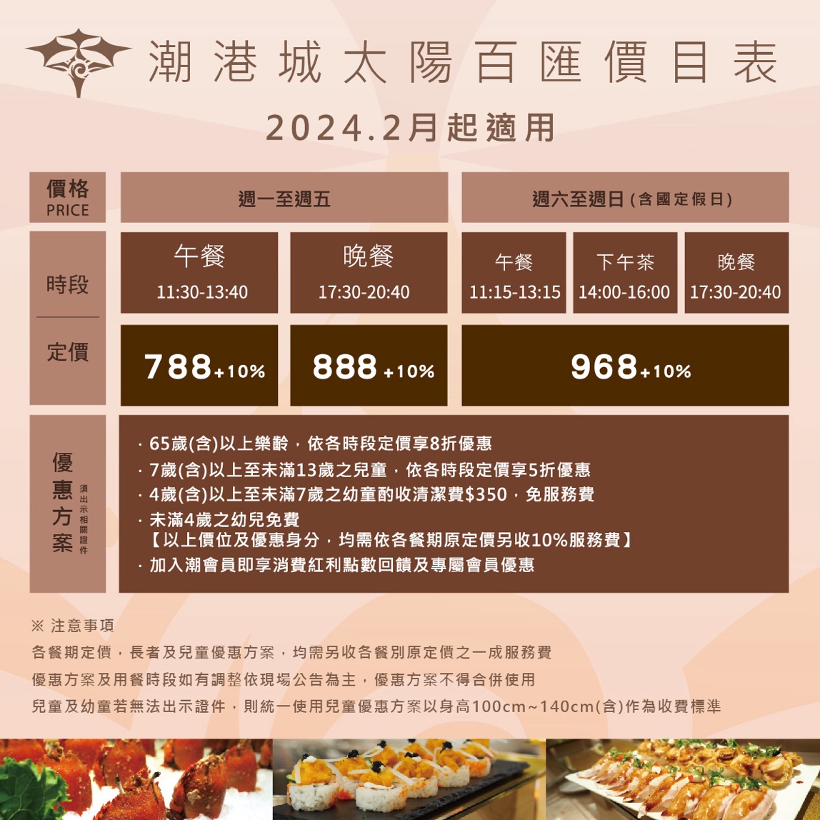 潮港城太陽百匯｜台中Buffet吃到飽推薦 釜山海鮮季開跑 四人同行送巨無霸檸檬泰國蝦 百道料理無限供應 螃蟹/海鮮/牛排/日式料理CP值超高