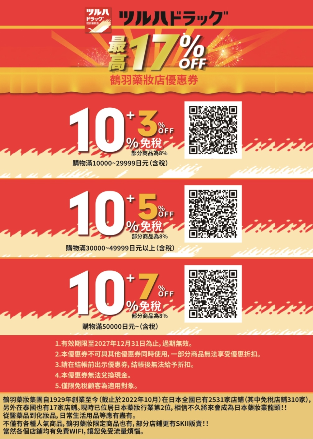 鶴羽藥妝優惠券｜日本鶴羽藥妝店 最高10%免稅＋8%折扣 Coupon/折價券/折扣券